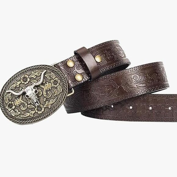 Vintage Western Leather Buckle Belt